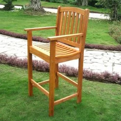 Outlet 🎉 Bar Height Chairs International Caravan Royal Tahiti Balau Patio Dining Bar Stools - Set Of 2 ⌛