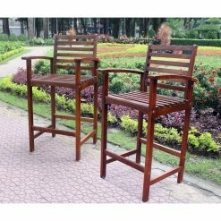 Best reviews of ❤️ Bar Height Chairs International Caravan Palmdale Acacia Patio Bar Stool - Set Of 2 🔔