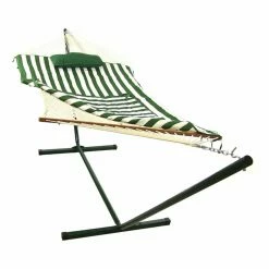 Cheap 🎁 Sunnydaze Decor Sunnydaze Striped Rope Single Hammock With Stand ✔️
