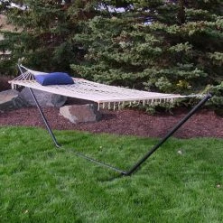 Discount ⌛ Sunnydaze Decor Lakeview 12 Ft. Rope Hammock With Steel Stand 😍