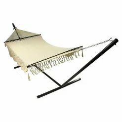 Budget ❤️ Hand Woven Sunnydaze Decor Deluxe American Style 2 Person Hammock With Spreader Bars And Stand ⌛