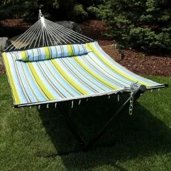 Cheapest ⭐ Sunnydaze Decor Quilted 2 Person Freestanding Hammock With Detachable Pillow And Stand 😀