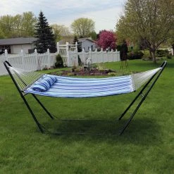 Top 10 😍 Sunnydaze Decor Quilted Double Fabric Hammock With Multi-Use Universal Steel Stand ⌛