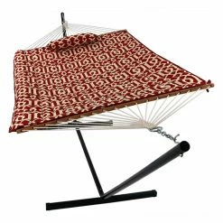 Hot Sale 😍 Sunnydaze Decor 12 Ft. Cotton Rope Hammock With Stand And Pillow ❤️