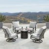 Wholesale 😍 Conversation Sets Oakland Living Rica Ritz Aluminum 5 Piece Propane Fire Pit Chat Set 🔔