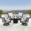 New ✨ Conversation Sets Oakland Living Hudson Ritz Aluminum 5 Piece Propane Fire Pit Chat Set 🎁