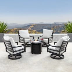 New β¨ Conversation Sets Oakland Living Hudson Ritz Aluminum 5 Piece Propane Fire Pit Chat Set π