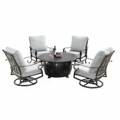 Best Pirce π Conversation Sets Oakland Living Rica Italy Aluminum 5 Piece Propane Fire Pit Chat Set π