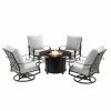 Promo ⭐ Conversation Sets Oakland Living Rica Dubai Aluminum 5 Piece Propane Fire Pit Chat Set 👏