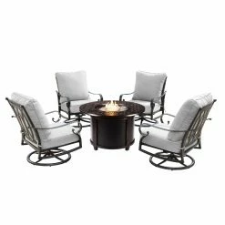 Promo ⭐ Conversation Sets Oakland Living Rica Dubai Aluminum 5 Piece Propane Fire Pit Chat Set 👏
