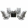 Best Pirce 😍 Conversation Sets Oakland Living Rica Matera Aluminum 5 Piece Propane Fire Pit Chat Set 🎁