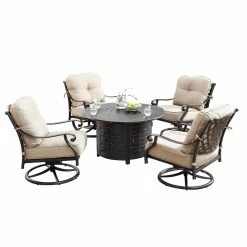 Wholesale 😍 Conversation Sets Oakland Living Finland Rico Aluminum 5 Piece Propane Fire Pit Chat Set ✨