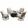 Promo 🥰 Conversation Sets Oakland Living Finland Italy Aluminum 5 Piece Propane Fire Pit Chat Set ❤️