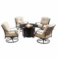 Deals 🤩 Conversation Sets Oakland Living Finland Dubai Aluminum 5 Piece Propane Fire Pit Chat Set 🔥