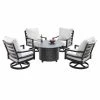New 🔔 Conversation Sets Oakland Living Hudson Rico Aluminum 5 Piece Propane Fire Pit Chat Set 😀