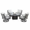 New 🔔 Conversation Sets Oakland Living Hudson Matera Aluminum 5 Piece Propane Fire Pit Chat Set 🔔