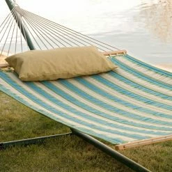 Best Pirce ✨ Twin Oaks Hammocks Twin Oaks Rainforest Quilted Sunbrella Fabric Double Hammock 👏