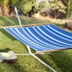Discount 💯 Twin Oaks Hammocks Twin Oaks Cobalt Quilted Sunbrella Fabric Double Hammock 😀