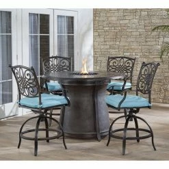 Best Sale 💯 Patio Dining Sets Hanover Traditions Aluminum Fire Pit Patio Dining Set 🥰 -Hammocks store scaleALMO1324