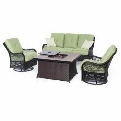 Wholesale 😉 Conversation Sets Hanover Orleans 4 Piece Wicker Fire Pit Conversation Set ✔️ -Hammocks store scaleALMO319
