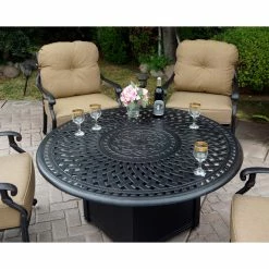 Deals 🎁 Conversation Sets Darlee Santa Monica 5 Piece Swivel Chair Propane Fire Pit Conversation Set 🎉 -Hammocks store scaleELIT811