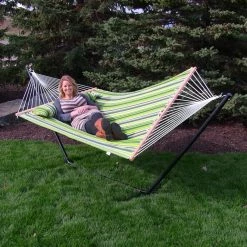 Promo 🔔 Sunnydaze Decor Quilted 2 Person Freestanding 15 Ft. Hammock With Spreader Bar And Stand ✨ -Hammocks store scaleNETH508
